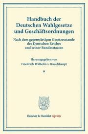 Cover von Handbuch der Deutschen Wahlgesetze und Geschäftsordnungen.