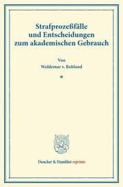 Cover von Strafprozeßfälle und Entscheidungen zum akademischen Gebrauch.