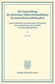 Cover von Die Entwicklung der deutschen Volkswirtschaftslehre im neunzehnten Jahrhundert.