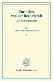Cover von Zur Lehre von der Rechtskraft.