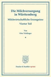 Cover von Die Milchversorgung in Württemberg.