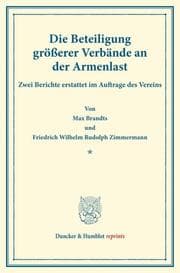 Cover von Die Beteiligung größerer Verbände an der Armenlast.