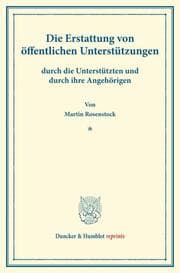 Cover von Die Erstattung von öffentlichen Unterstützungen