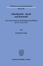 Cover von Subsidiarität - Recht und Kontrolle.