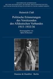 Cover von Politische Erinnerungen des Vorsitzenden des Alldeutschen Verbandes 1915-1933/36