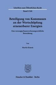 Cover von Beteiligung von Kommunen an der Wertschöpfung erneuerbarer Energien