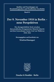 Cover von Der 9. November 1918 in Berlin - neue Perspektiven