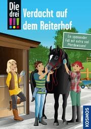 Cover von Die drei !!!, Verdacht auf dem Reiterhof (drei Ausrufezeichen)