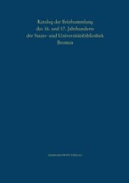 Cover von Katalog der Briefsammlung des 16. und 17. Jahrhunderts der Staats- und Universitätsbibliothek Bremen