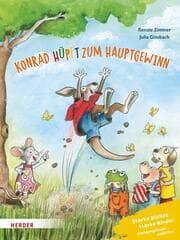 Cover von Konrad Känguru und Rita Rennmaus. Konrad hüpft zum Hauptgewinn