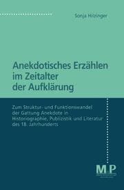 Cover von Anekdotisches Erzählen im Zeitalter der Aufklärung