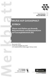 Cover von Merkblatt Beläge auf Gussasphaltestrich: 2022-11 (red. angepasst 2026-02)