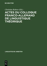 Cover von Actes du colloque franco-allemand de linguistique théorique