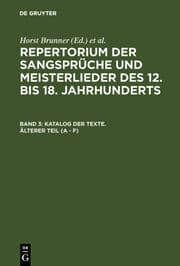 Cover von Katalog der Texte.Älterer Teil (A - F)