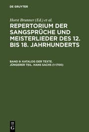 Cover von Katalog der Texte.Jüngerer Teil.Hans Sachs (1-1700)