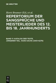 Cover von Katalog der Texte.Jüngerer Teil.Hans Sachs (3401-6278)