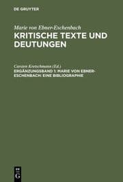 Cover von Marie von Ebner-Eschenbach: Eine Bibliographie
