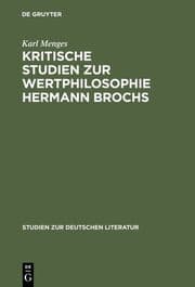 Cover von Kritische Studien zur Wertphilosophie Hermann Brochs