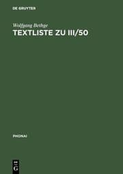 Cover von Textliste zu III/50