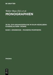 Cover von Zur Umgangssprache im Raum Heidelberg-Kaiserslautern- Worms
