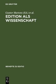 Cover von Edition als Wissenschaft