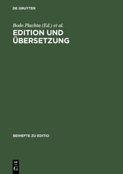 Cover von Edition und Übersetzung