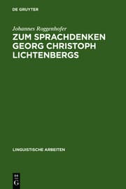 Cover von Zum Sprachdenken Georg Christoph Lichtenbergs