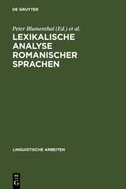 Cover von Lexikalische Analyse romanischer Sprachen