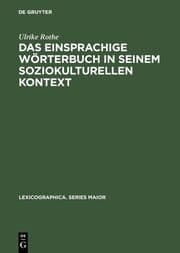 Cover von Das einsprachige Wörterbuch in seinem soziokulturellen Kontext