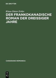 Cover von Der frankokanadische Roman der dreißiger Jahre