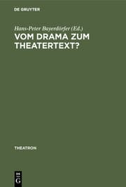 Cover von Vom Drama zum Theatertext