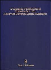 Cover von A Catalogue of English Books. Printed before 1801. Held by the University Library at Göttingen