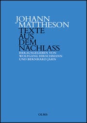 Cover von Johann Mattheson: Texte aus dem Nachlass