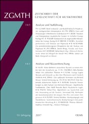 Cover von ZGMTH - Zeitschrift der Gesellschaft für Musiktheorie, 14. Jahrgang 2017
