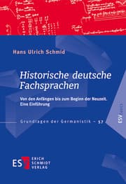 Cover von Historische deutsche Fachsprachen