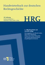 Cover von Handwörterbuch zur deutschen Rechtsgeschichte (HRG) - Lieferungsbezug - - - Lieferung 20: Lehnrechtsbücher-Liermann, Hans