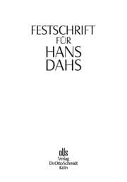 Cover von Festschrift für Hans Dahs