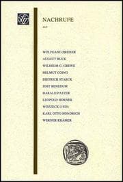 Cover von Nachrufe auf Wolfgang Preiser, August Buck, Wilhelm G. Grewe, Helmut Coing, Dietrich Starck, Jost Benedum, Harald Patzer, Leopold Horner, Karl Otto Hondrich, Werner Krämer