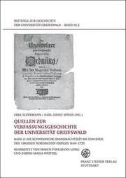 Cover von Quellen zur Verfassungsgeschichte der Universität Greifswald 2