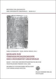 Cover von Quellen zur Verfassungsgeschichte der Universität Greifswald. Bd. 1