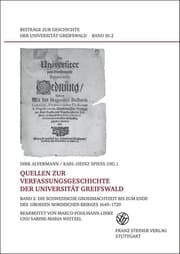 Cover von Quellen zur Verfassungsgeschichte der Universität Greifswald. Bd. 2