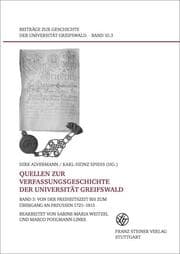 Cover von Quellen zur Verfassungsgeschichte der Universität Greifswald. Band 3
