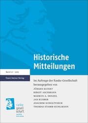 Cover von Historische Mitteilungen 27 (2015)