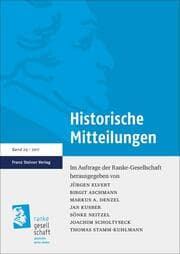 Cover von Historische Mitteilungen 29 (2017)