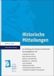 Cover von Historische Mitteilungen 30 (2018)