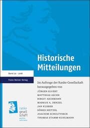 Cover von Historische Mitteilungen 30 (2018)