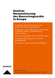 Cover von Seminar Harmonisierung des Bauvertragsrechts in Europa