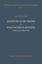 Cover von Einleitung in die Theorie der analytischen Funktionen
