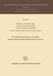 Cover von Der Einfluß der Elektronen-Turbulenz auf die elektrische Mikrofeldverteilung im Plasma