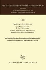 Cover von Karbothermische und metallothermische Reduktion von hochschmelzenden Metallen im Vakuum